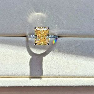 Solid 14k gold 4ct yellow radiant moissanite ring